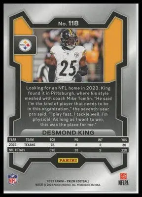 Desmond King 2023 Panini Prizm #118 Pittsburgh Steelers