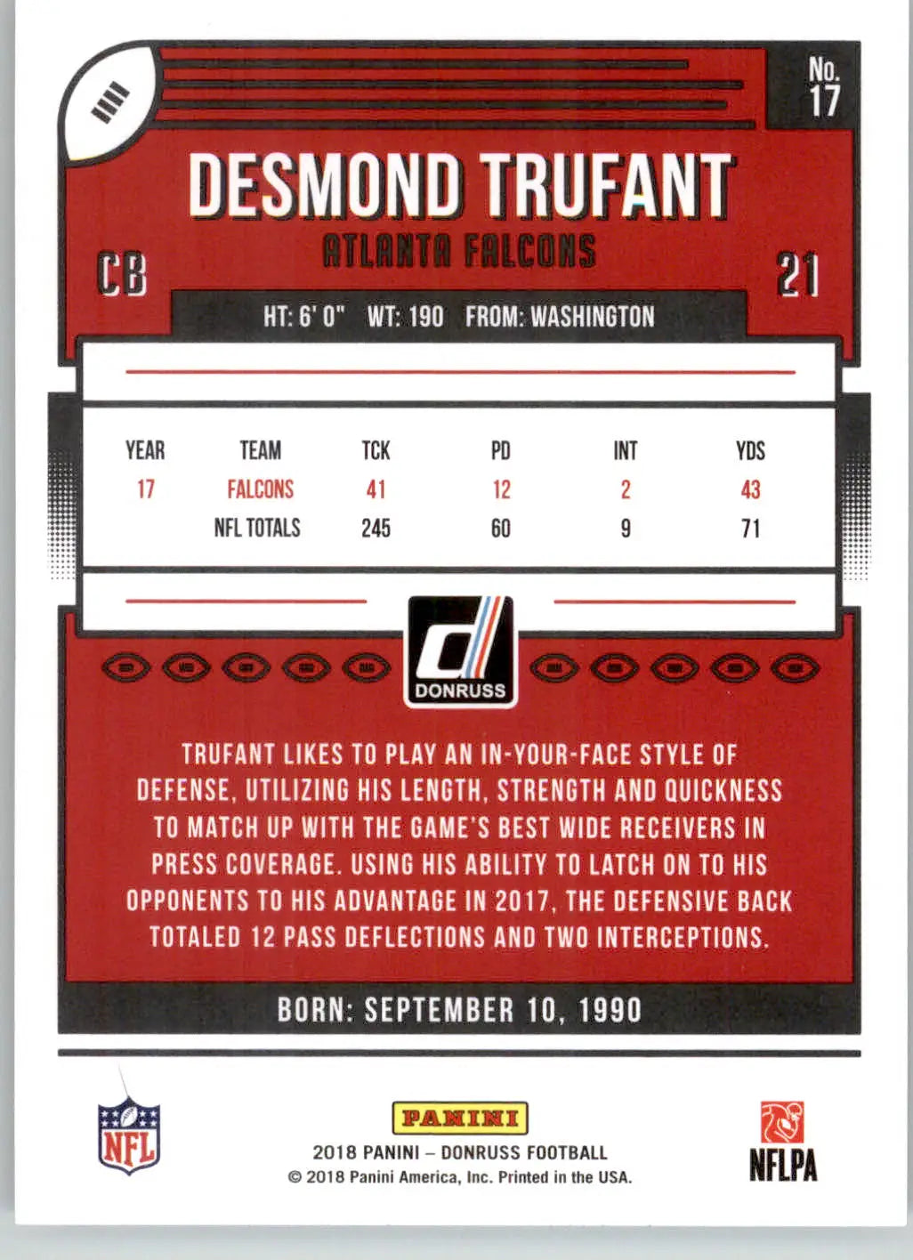 Desmond Trufant - 2018 Donruss - #17 - Football