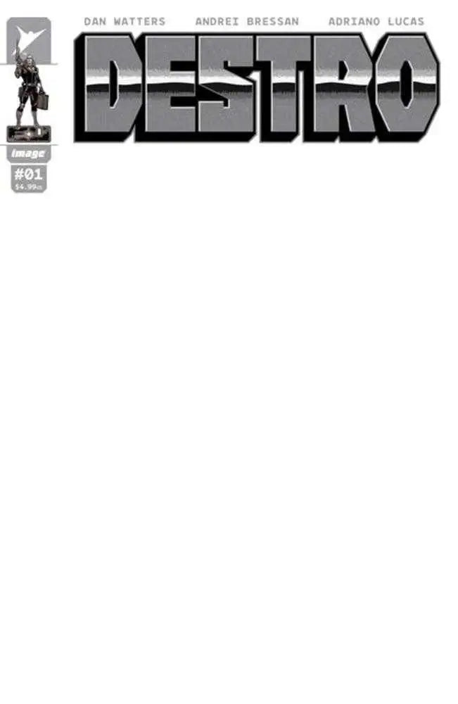 Destro #1 Cover H Blank Sketch Variant with metallic block letters for trading cards fans