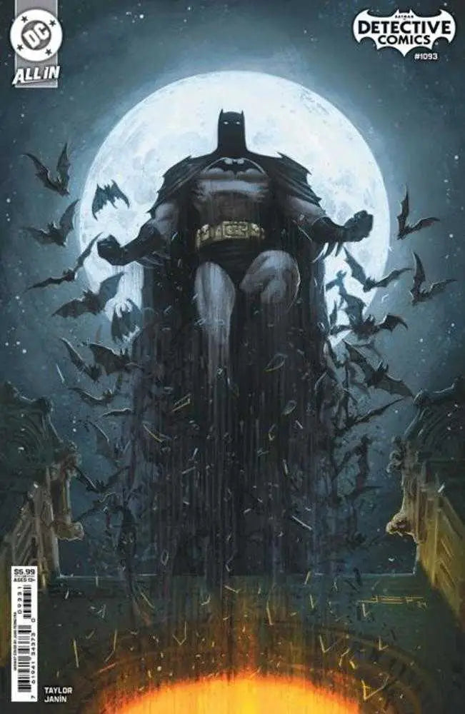 Dark caped figure with pointed ears on Detective Comics #1093 Card Stock Variant trading cards