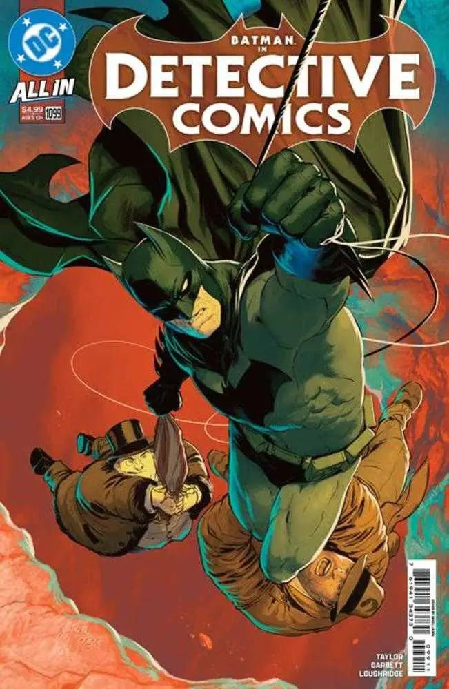 Detective Comics #1099 cover by Mikel Janin featuring Batman, Harvey Bullock, and a top-hatted figure