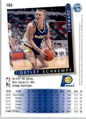 Detlef Schrempf - 1993-94 Upper Deck - #104 - Basketball - Basketball Card Single