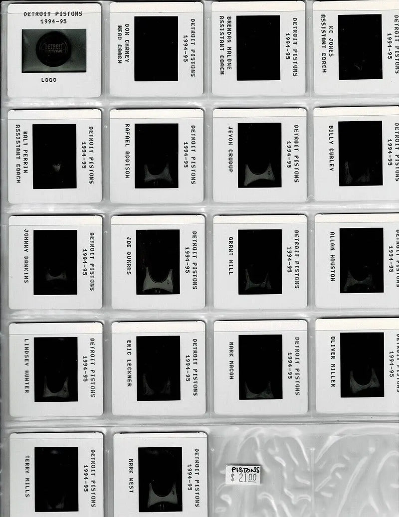 Detroit Pistons team set featuring Grant Hill in 1994-95 NBA film slide collection