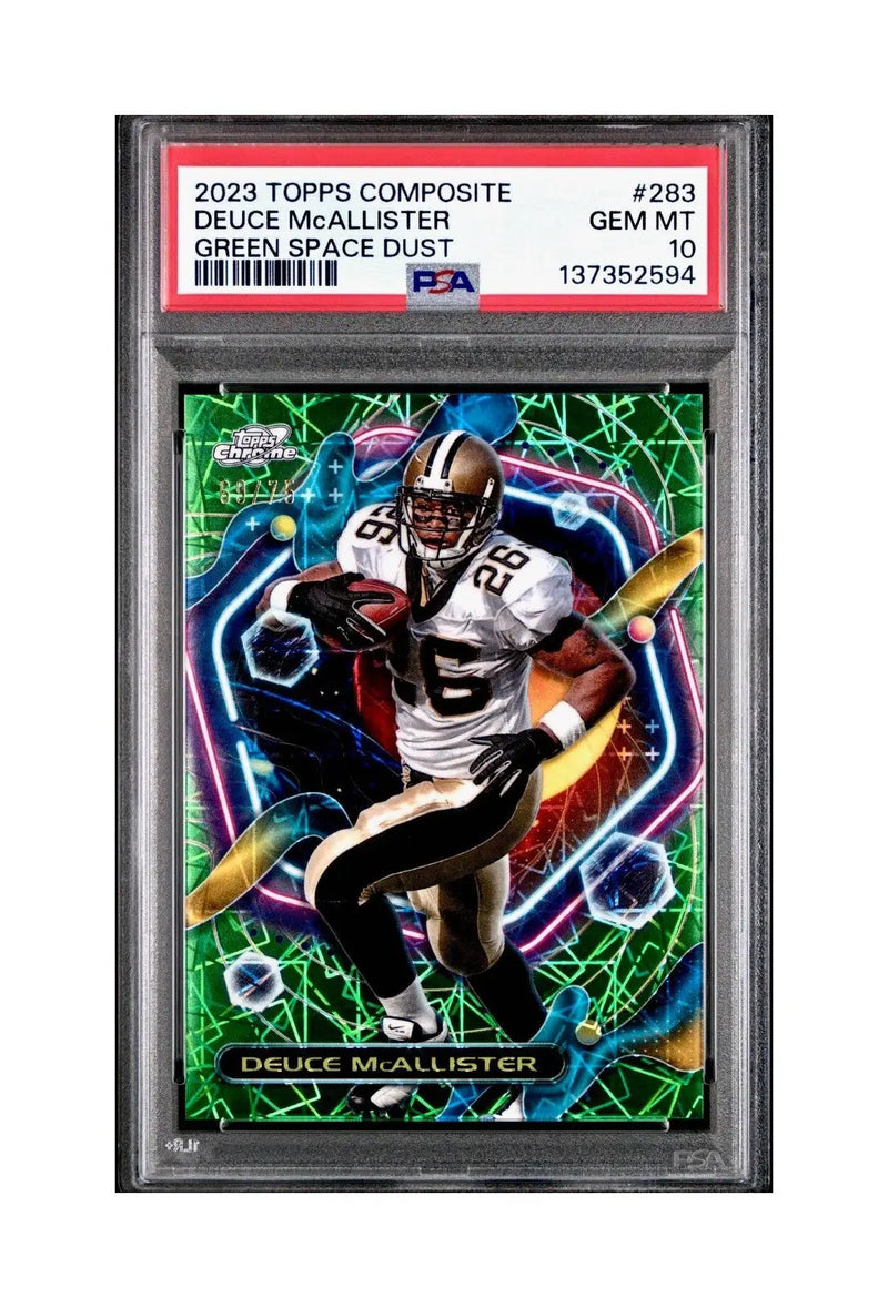 Deuce McAllister 2023 Topps Chrome Cosmic 69/75 #283 Green Space Dust PSA 10 Gem