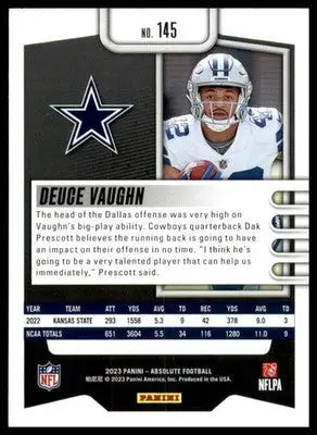 Deuce Vaughn Rookie 2023 Panini Absolute Retail #145 Dallas Cowboys - Football Card Single