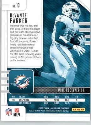 DeVante Parker - 2020 Panini Absolute - #13 - Red Football - Football Card Single