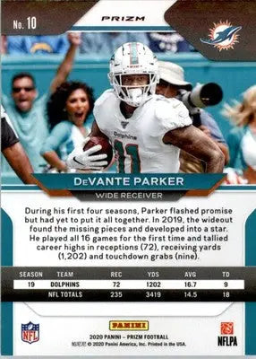 DeVante Parker - 2020 Panini Prizm - #10 - Prizm Red White and Blue Football - Football Card Single