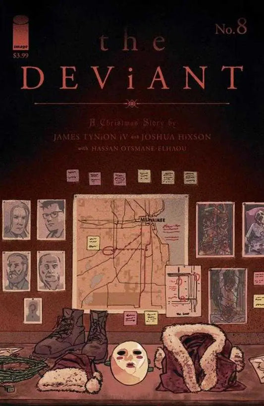 Dark book cover for Deviant No. 8 featuring vintage photographs and worn boots collage