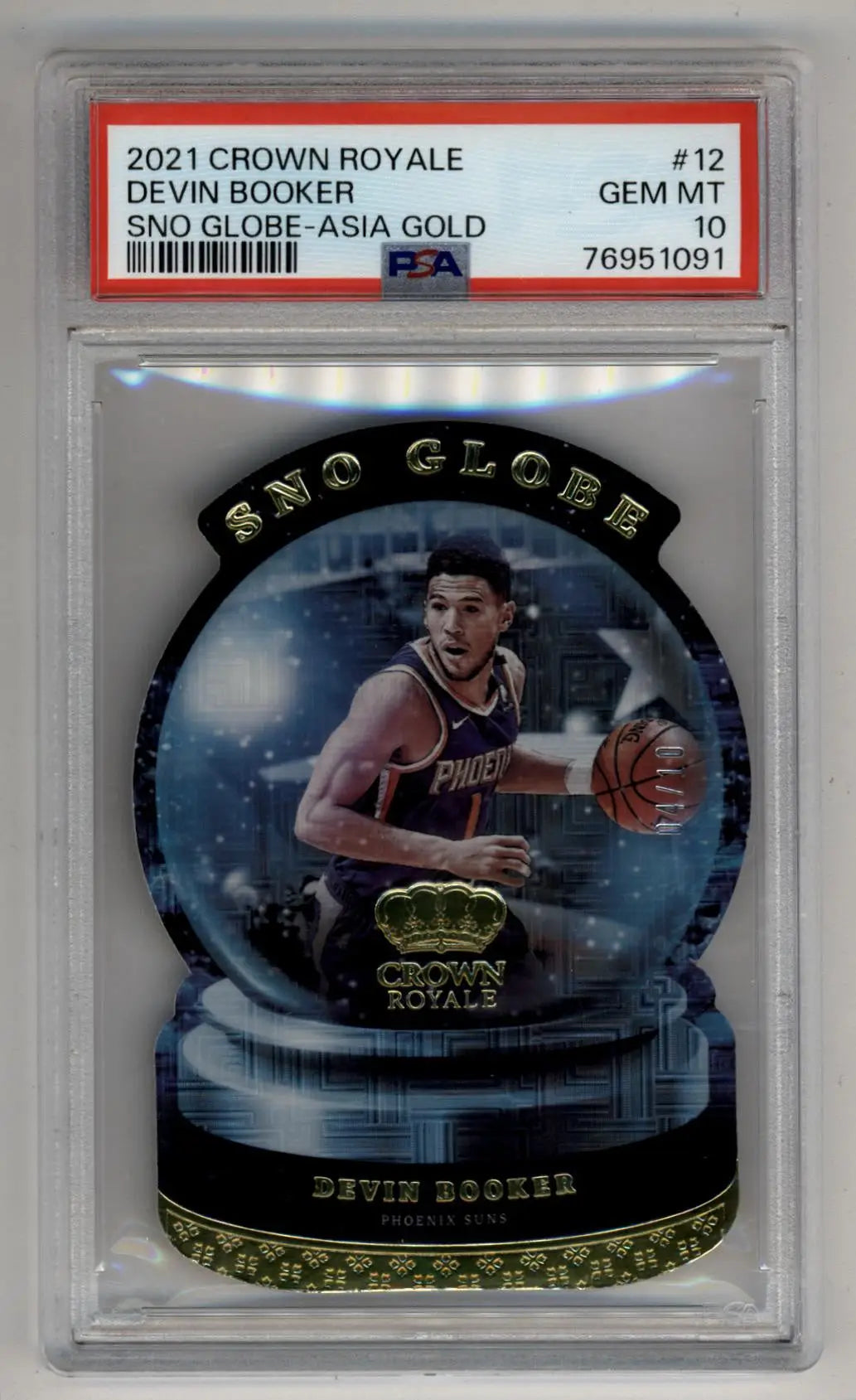 Devin Booker 2021-22 Crown Royale Sno Globe Asia Gold 04/10 PSA 10 Gem Mint - Basketball Card Single
