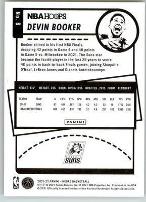 Devin Booker - 2021-22 Hoops - #6 - Basketball - Basketball Card Single