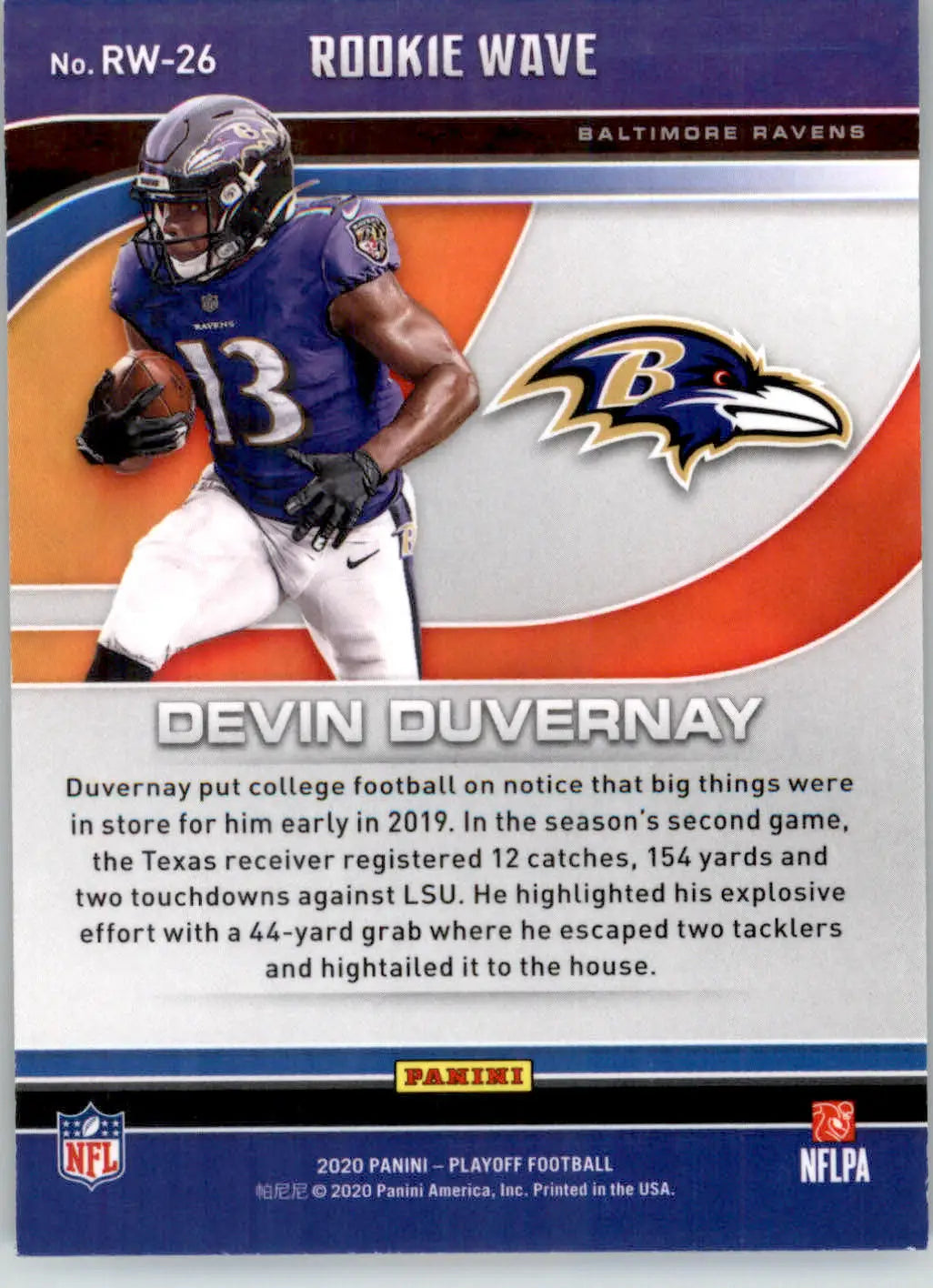 Devin Duvernay - 2020 Panini Playoff - #RW-26 - Rookie Wave Football - Football Card Single