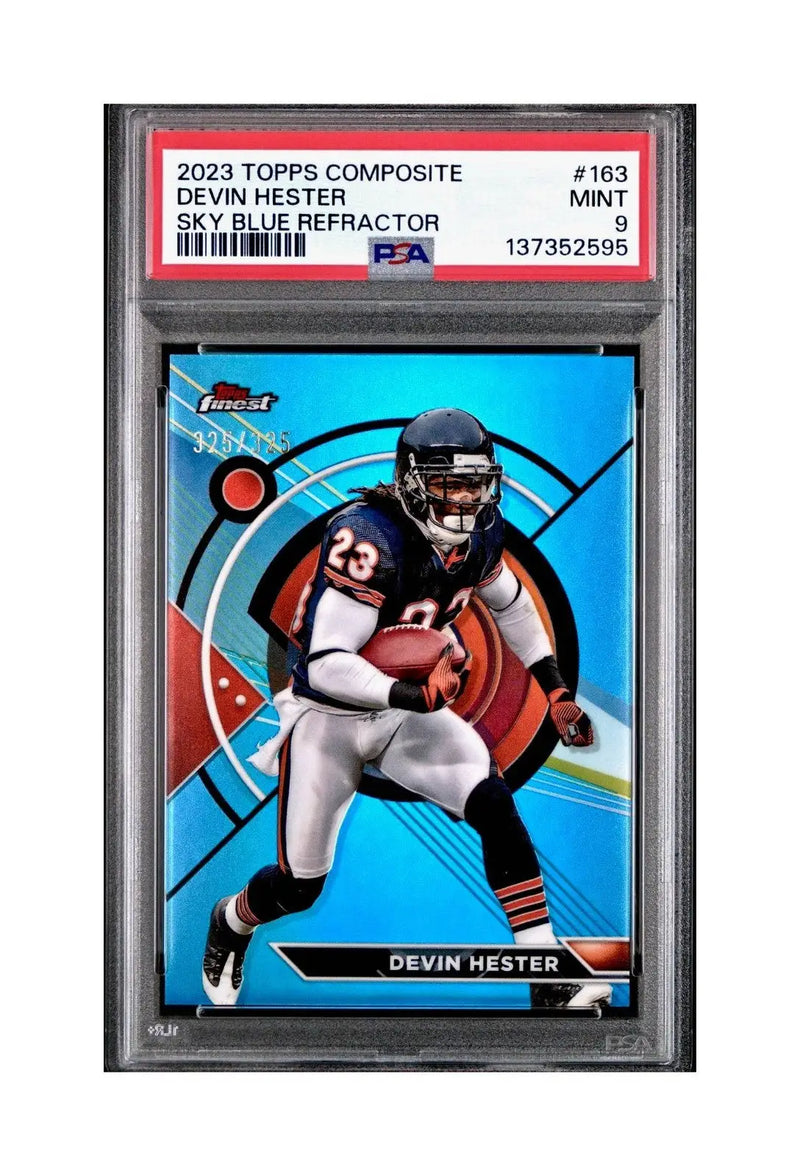 Devin Hester 2023 Topps Finest 325/325 #163 Sky Blue Refractor PSA 9 Mint