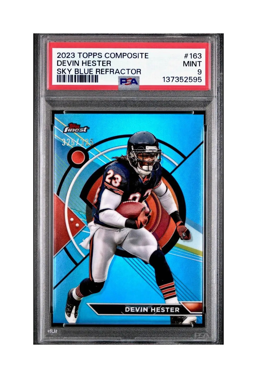 Devin Hester 2023 Topps Finest 325/325 #163 Sky Blue Refractor PSA 9 Mint - Football Card Single