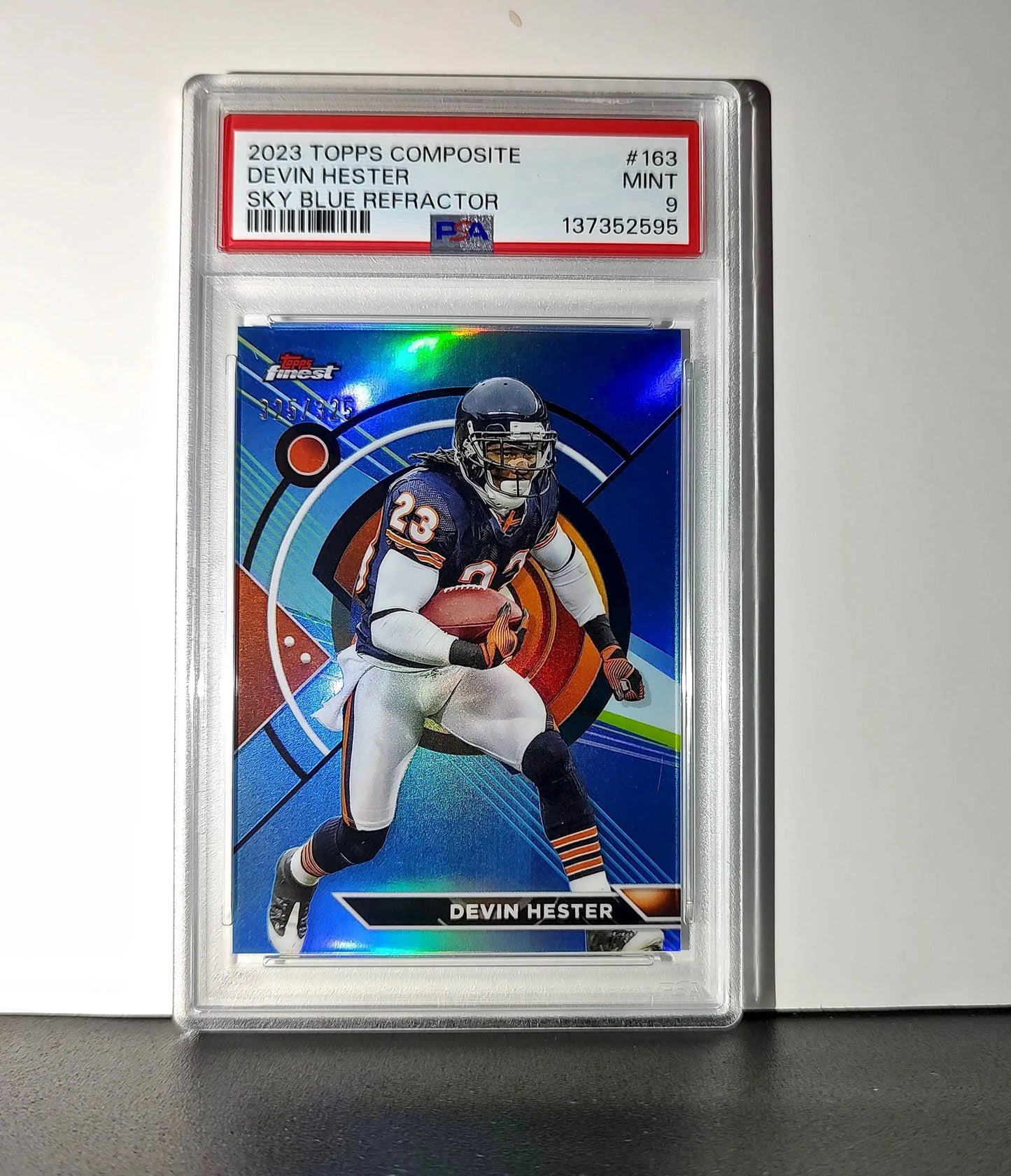 Devin Hester 2023 Topps Finest 325/325 #163 Sky Blue Refractor PSA 9 Mint - Football Card Single