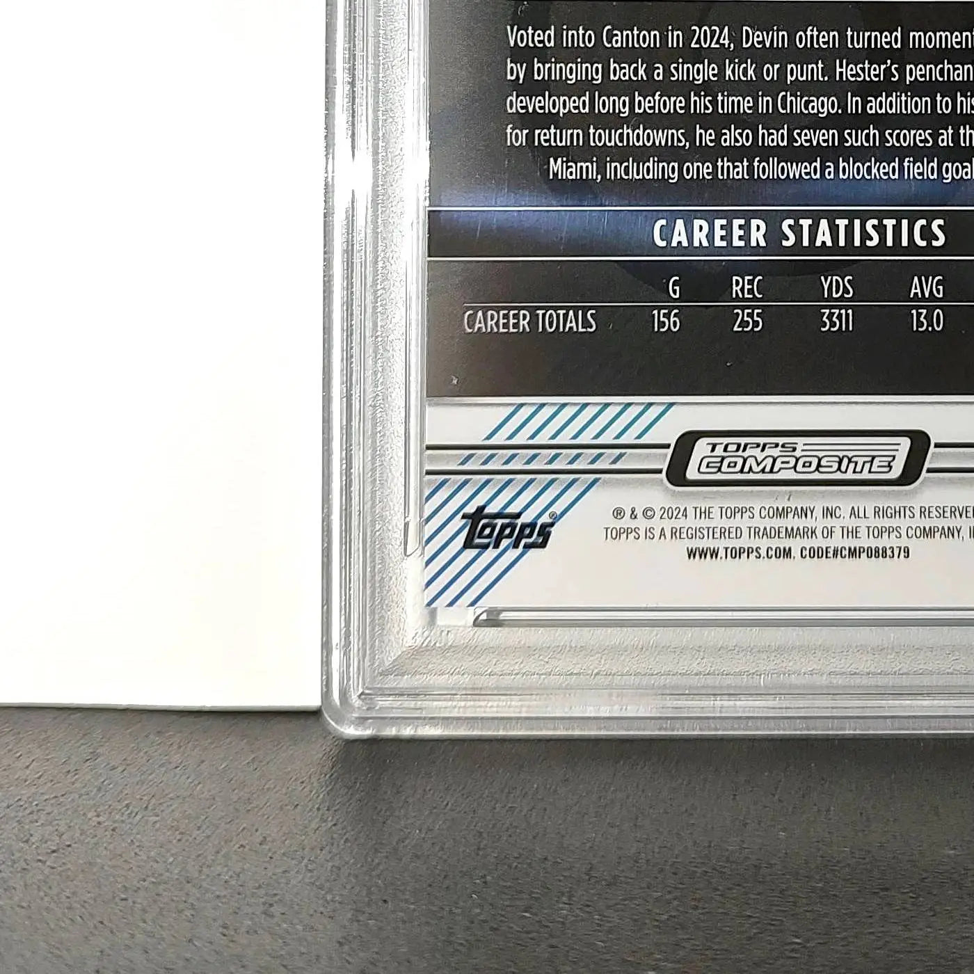 Devin Hester 2023 Topps Finest 325/325 #163 Sky Blue Refractor PSA 9 Mint - Football Card Single