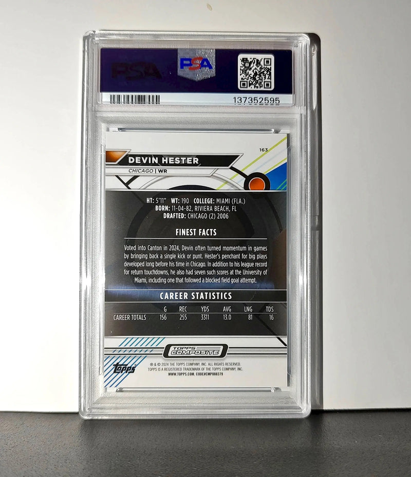 Devin Hester 2023 Topps Finest 325/325 #163 Sky Blue Refractor PSA 9 Mint