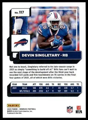 Devin Singletary 2022 Donruss #117 Buffalo Bills - Football Card Single