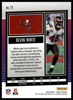 Devin White 2022 Score #71 Tampa Bay Buccaneers - Football Card Single