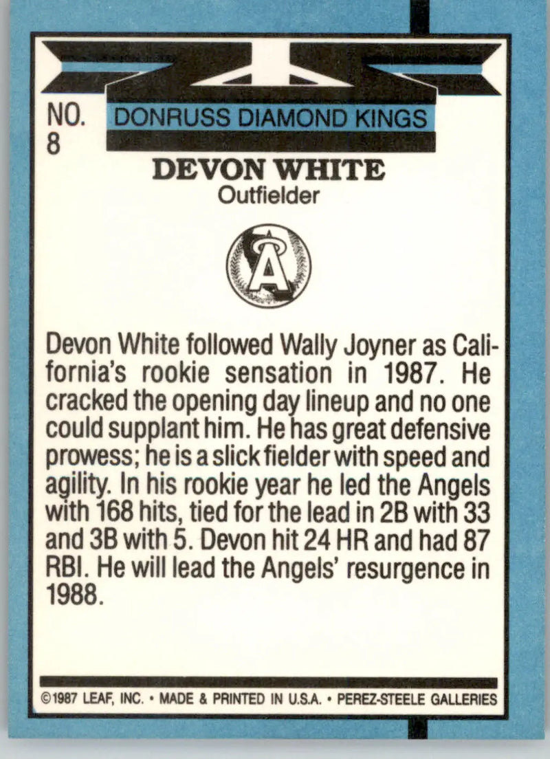 Devon White - 1988 Donruss - #8 - Baseball