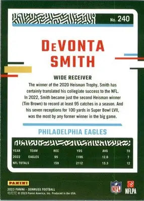 DeVonta Smith - 2023 Donruss - #240 - Press Proof Green Football - Football Card Single