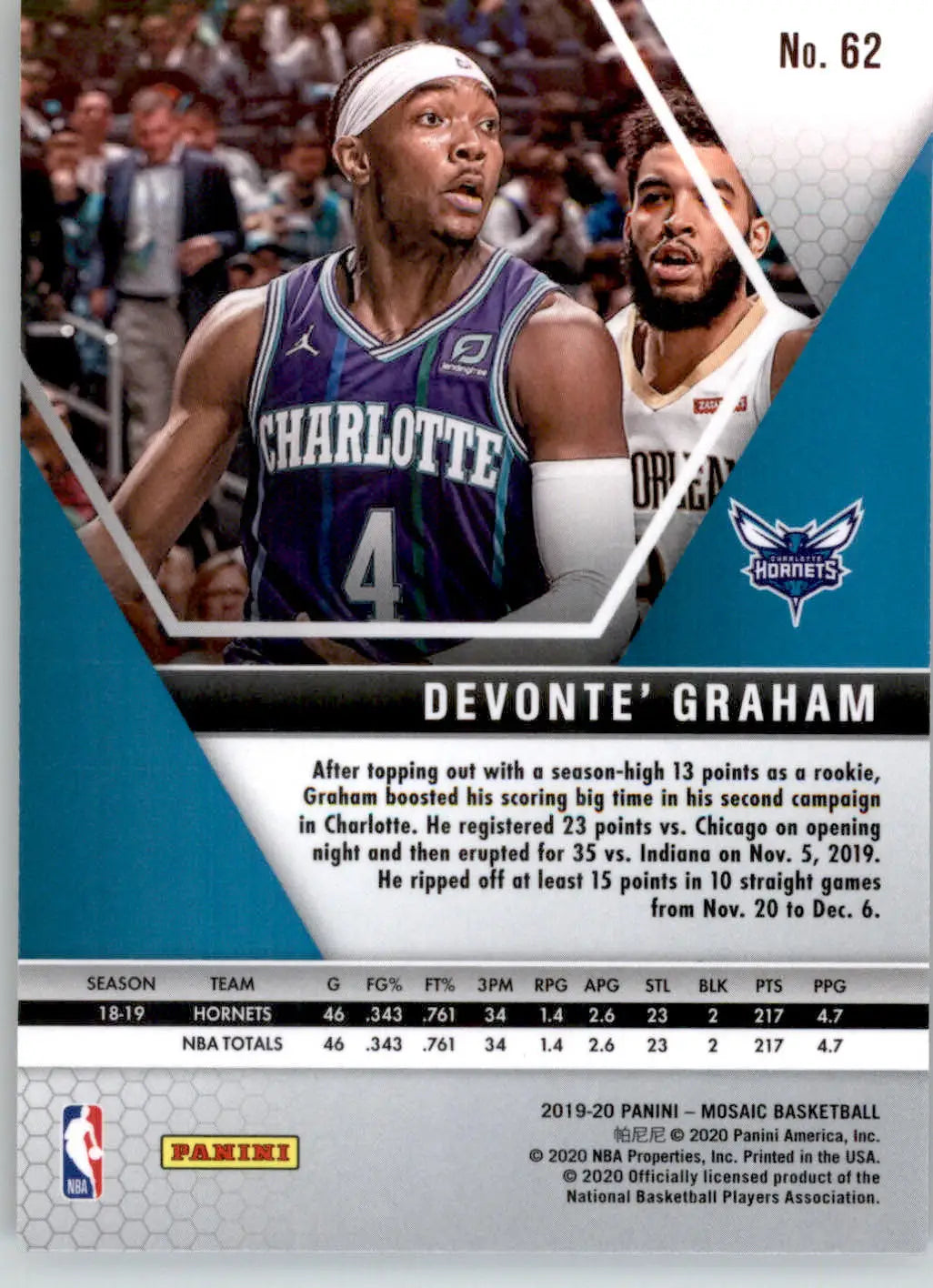 Devonte’ Graham - 2019-20 Panini Mosaic - #62 - Basketball - Basketball Card Single