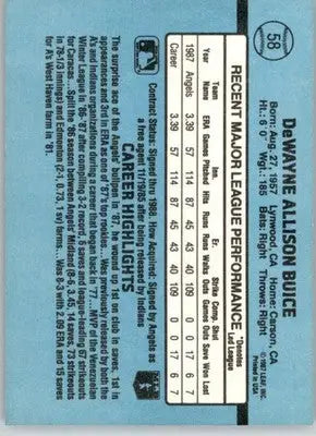 DeWayne Buice - 1988 Donruss - #58 - RC Baseball - Baseball Card Single