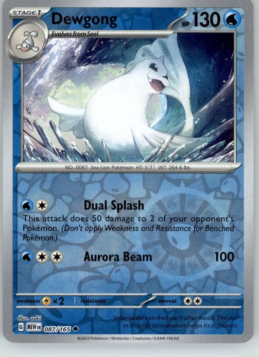 Dewgong - 151 - 087/165 - Reverse Holo NM Pokemon - Pokémon Card Single
