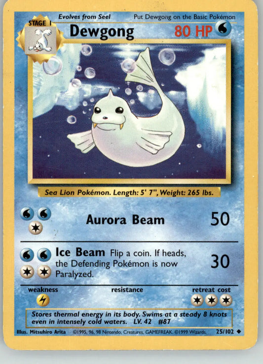 Dewgong - Base Set Unlimited - 25/102 - HP Pokemon - Pokémon Card Single