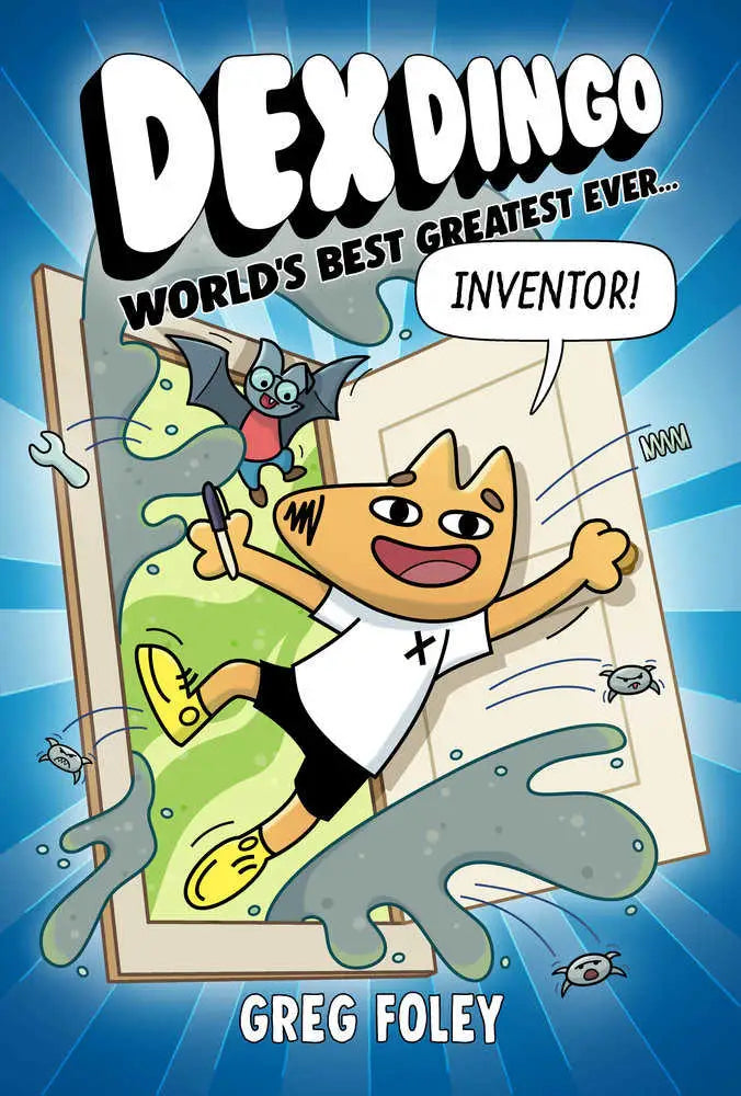 Cartoon book cover for Dex Dingo World’s Best Greatest Ever Inventor display