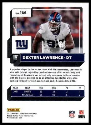 Dexter Lawrence 2022 Donruss #166 New York Giants - Football Card Single