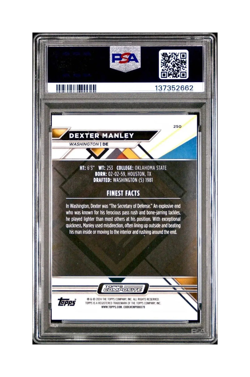 Dexter Manley 2023 Topps Finest 02/15 #250 Black Refractors PSA 10 Gem Mint - Other