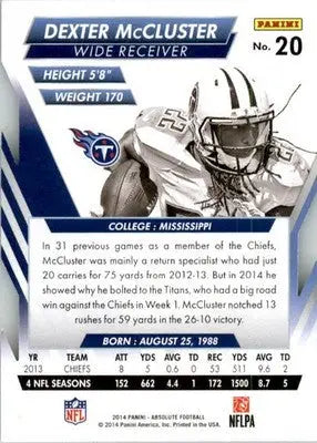 Dexter McCluster - 2014 Panini Absolute - #20 - Retail Football - Football Card Single