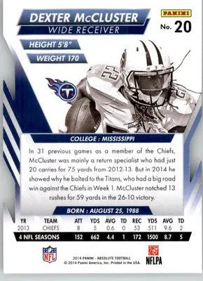 Dexter McCluster - 2014 Panini Absolute - #20 - Retail Football