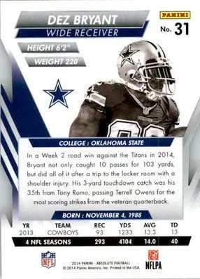 Dez Bryant - 2014 Panini Absolute - #31 - Retail Football - Football Card Single