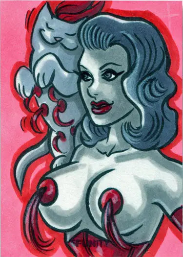 DH 5FUNity Sketch Card by Erica Hesse of Kitty Ditties & Pretty Ladies V1 - Non-Sports Card Single