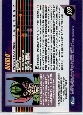Diablo - 1992 Impel Marvel Universe - NM - #109 - Marvel Card Single