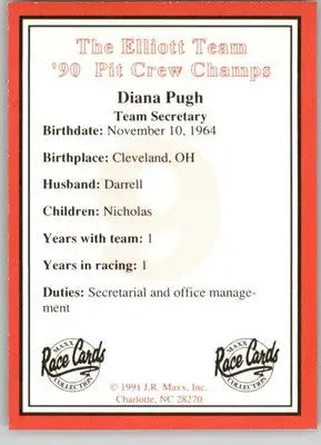 Diana Pugh - 1991 Maxx The Bill Elliott Team - #NNO - Racing - Racing Card Single
