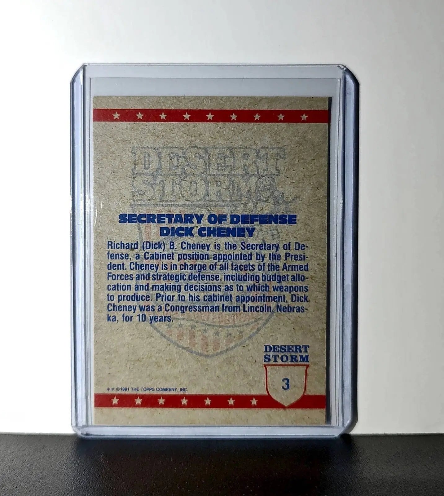 Dick Cheney 1991 Topps Desert Storm #3 Card - Non-Sports Card Single