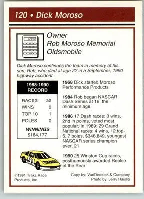Dick Moroso - 1991 Traks - #120 - RC Racing - Racing Card Single