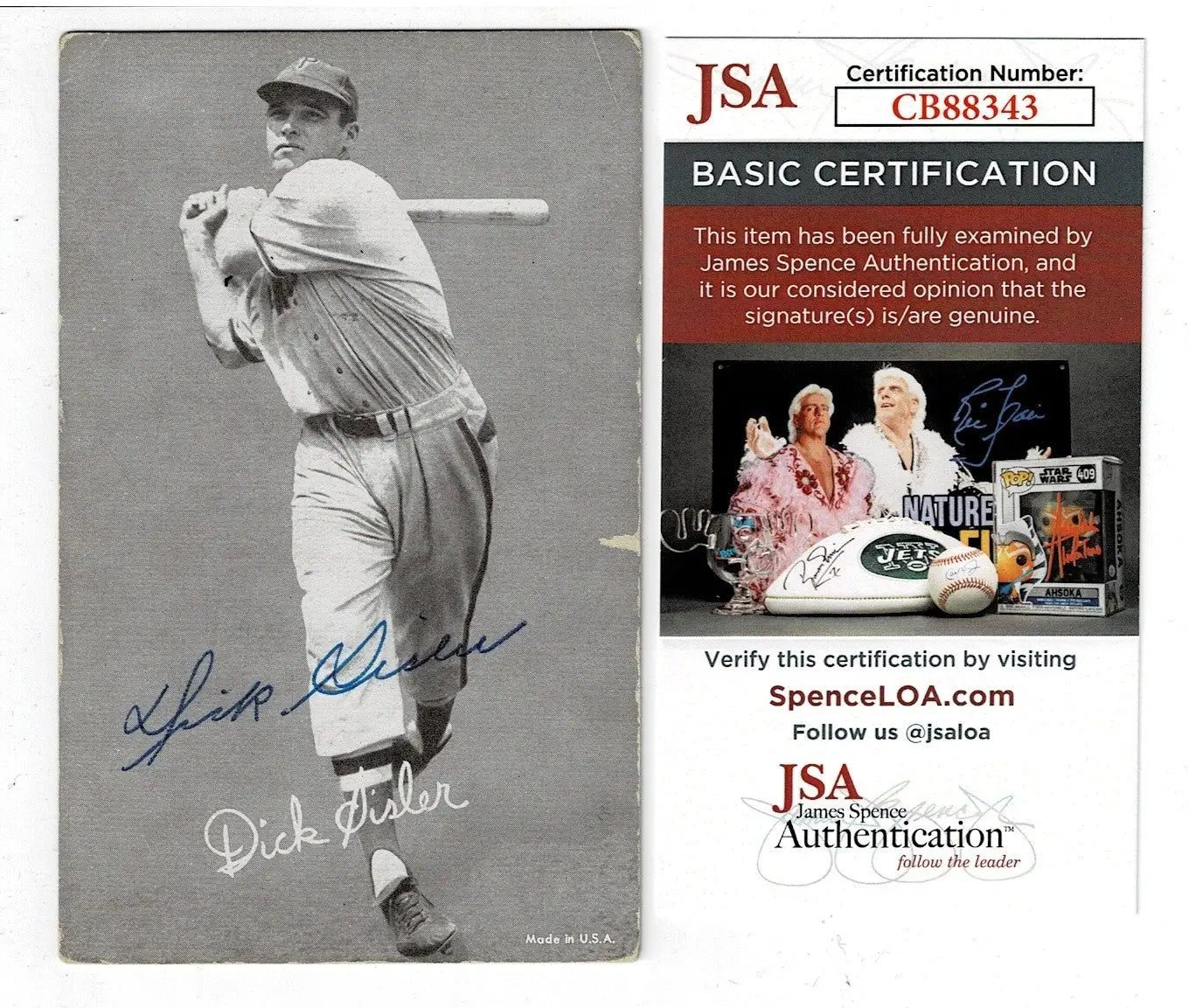 Dick Sisler Phillies Signed Autographed 1947-1966 Exhibit Postcard JSA Auto - Sports Memorabilia