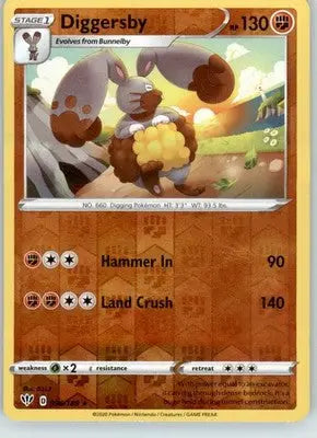 Diggersby - SWSH03: Darkness Ablaze - 096/189 - Reverse Holo LP - Pokémon Card Single