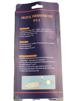 Digital Thermometer WT-1 Stainless Steel Probe LCD -50C to 300C Instant Read - General Merchandise