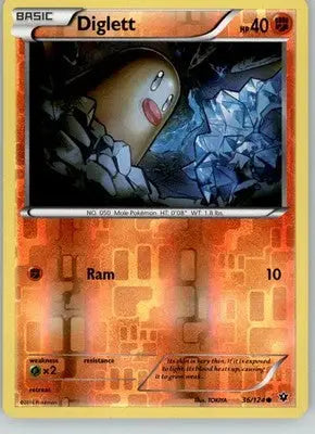 Diglett - Fates Collide - 36/124 - Reverse Holo LP Pokemon - Pokémon Card Single