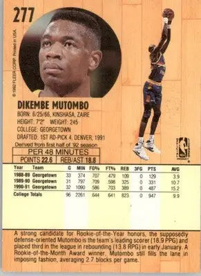 Dikembe Mutombo - 1991-92 Fleer - #277b - RC Basketball - Basketball Card Single