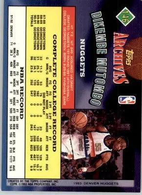 Dikembe Mutombo - 1992-93 Topps Archives - #146 - Basketball - Basketball Card Single