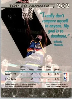 Dikembe Mutombo - 1992-93 Ultra - #202 - Basketball - Basketball Card Single