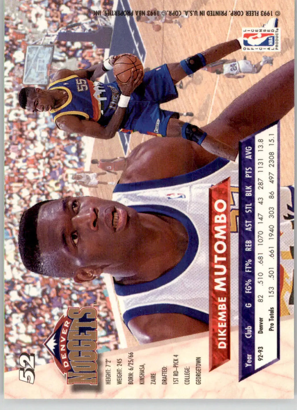Dikembe Mutombo - 1993-94 Ultra - #52 - Basketball - Basketball Card Single