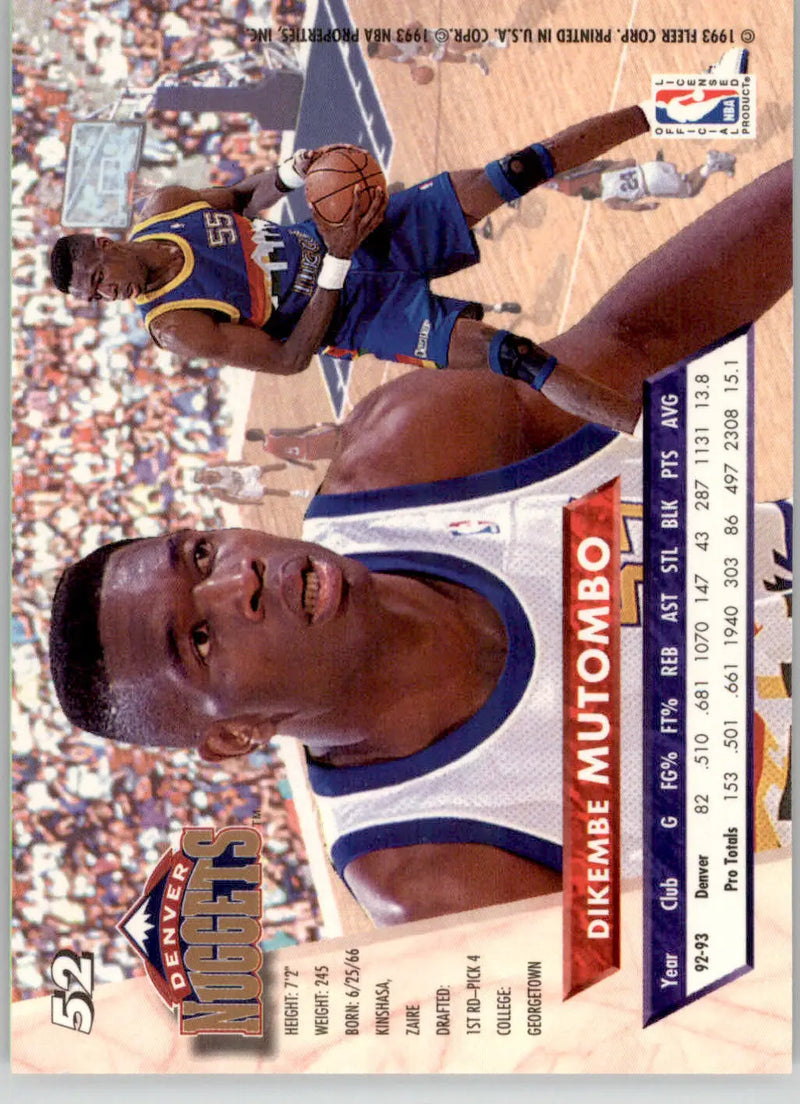 Dikembe Mutombo - 1993-94 Ultra - #52 - Basketball - Basketball Card Single