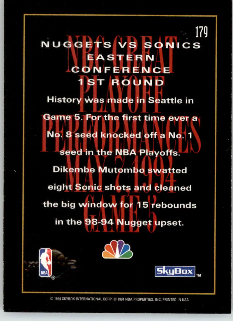 Dikembe Mutombo - 1994-95 SkyBox Premium - #179 - Basketball - Basketball Card Single