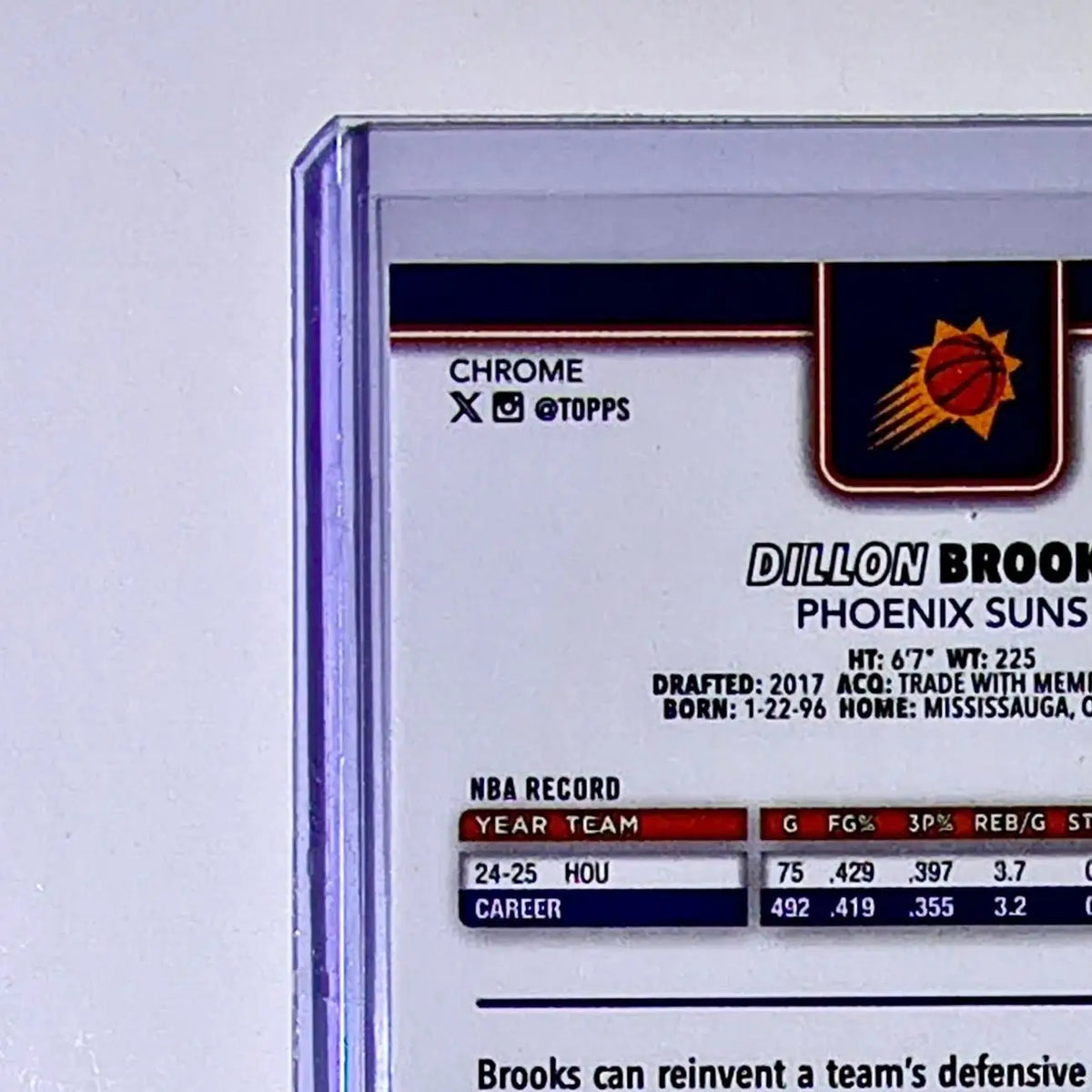 Dillon Brooks 2025-26 NBA Topps Chrome Update #117 Basketball Card Phoenix Suns - Basketball Card Single